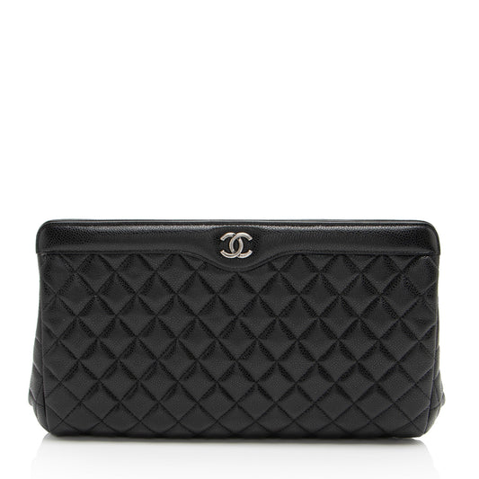 Chanel Caviar Leather CC Frame Clutch (SHF-sS7xNc)