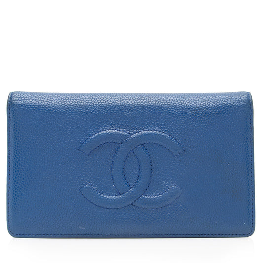 Chanel Caviar Leather Timeless CC Yen Wallet (SHF-23516)