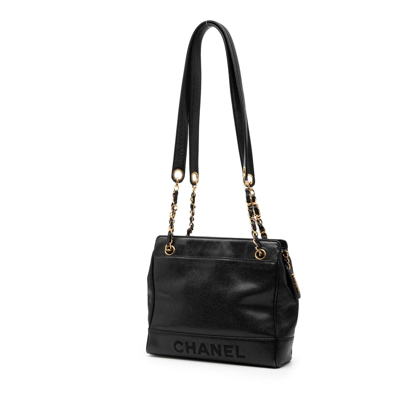 Chanel Caviar Logo Chain Shoulder Bag