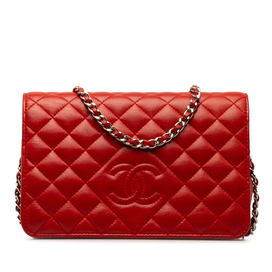Chanel Diamond CC Lambskin Wallet on Chain (SHG-0Q7xkL) Crossbody