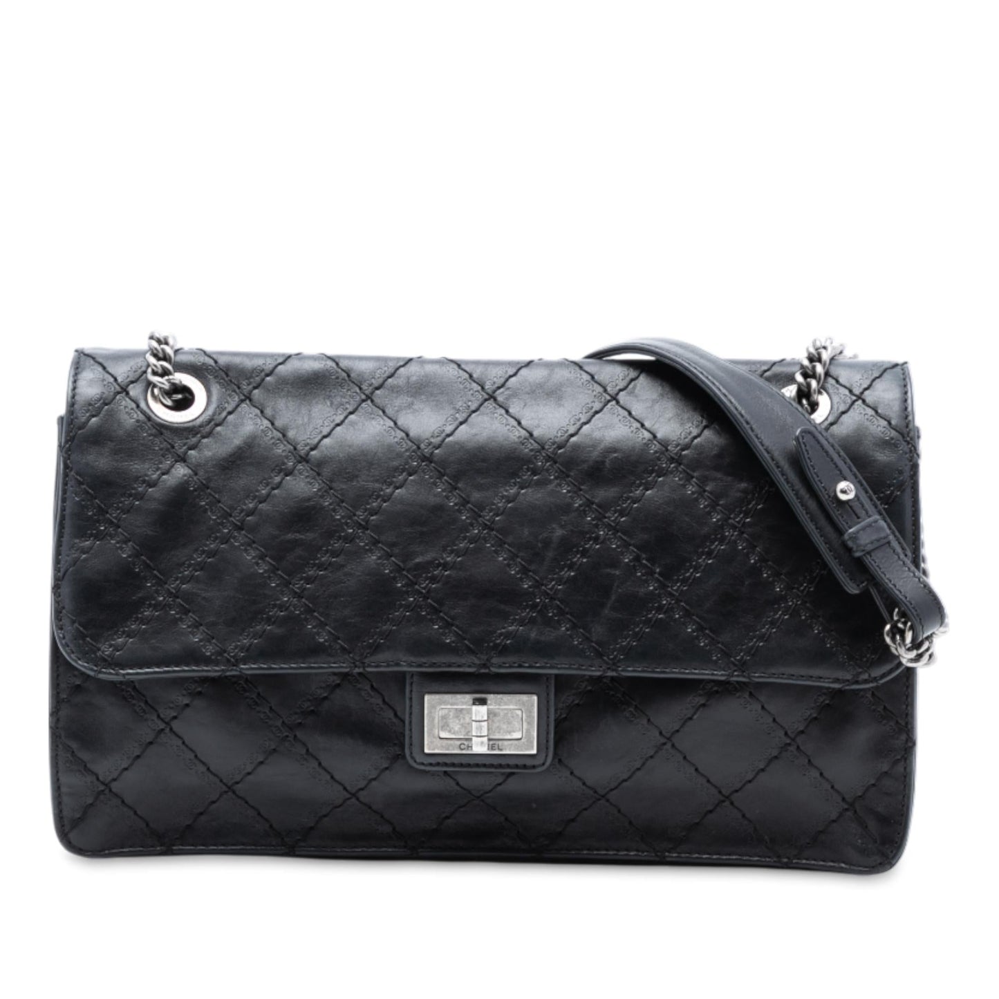 Chanel Embossed CC Quilted Aged Calfskin Reissue 2.55 Single Flap 227