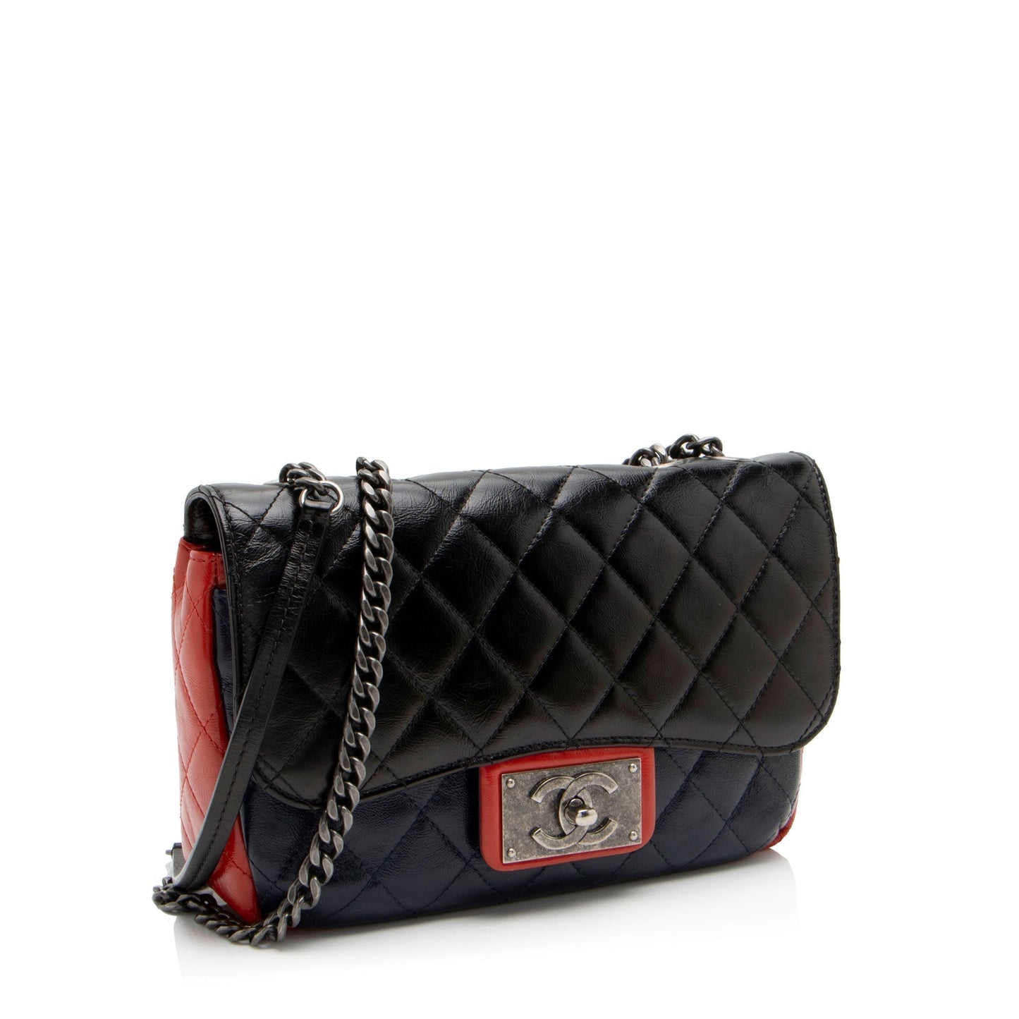 Chanel Glazed Calfskin CC Plate Medium Flap Bag