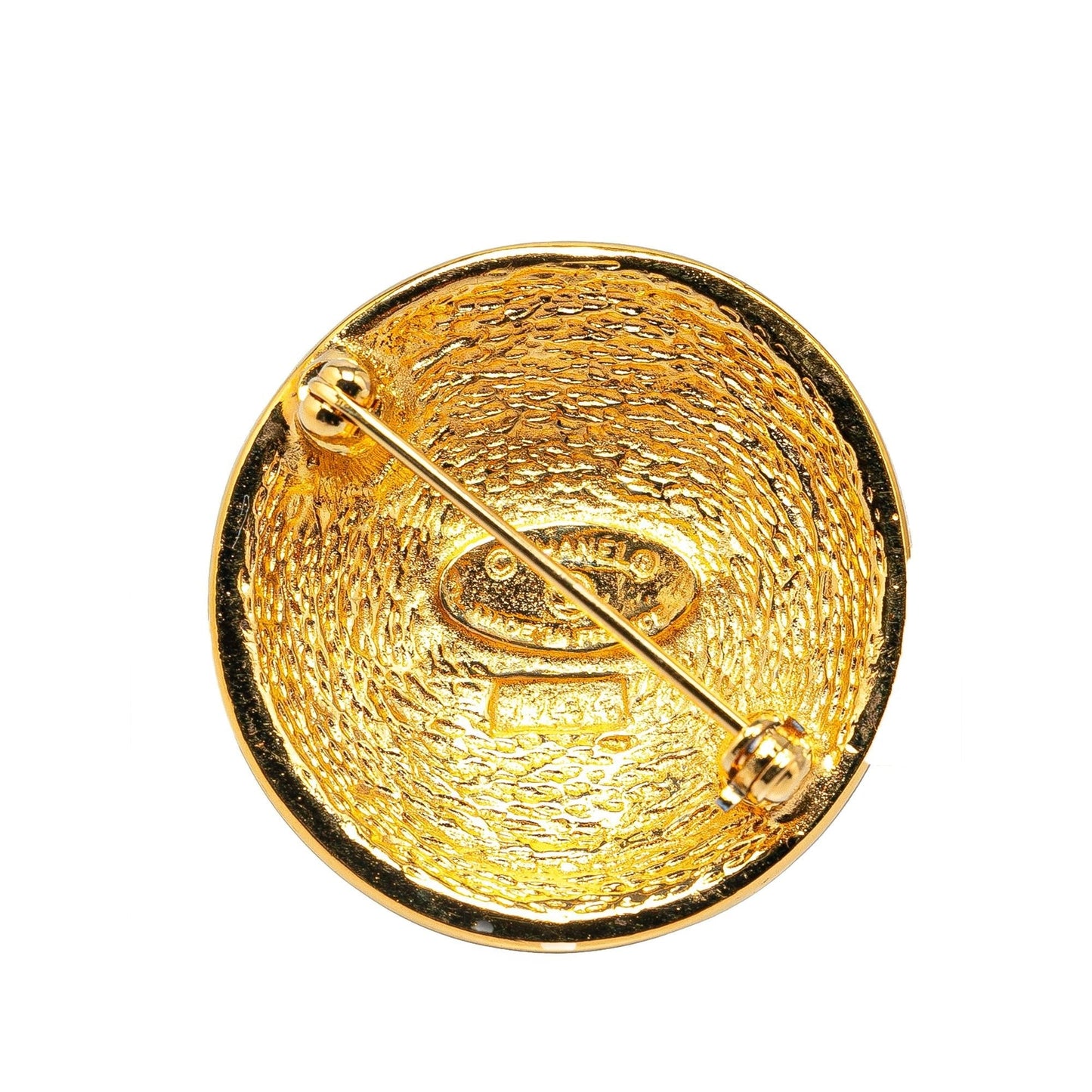 Chanel Gold Plated CC Quilted Brooch (SHG-MG017S)