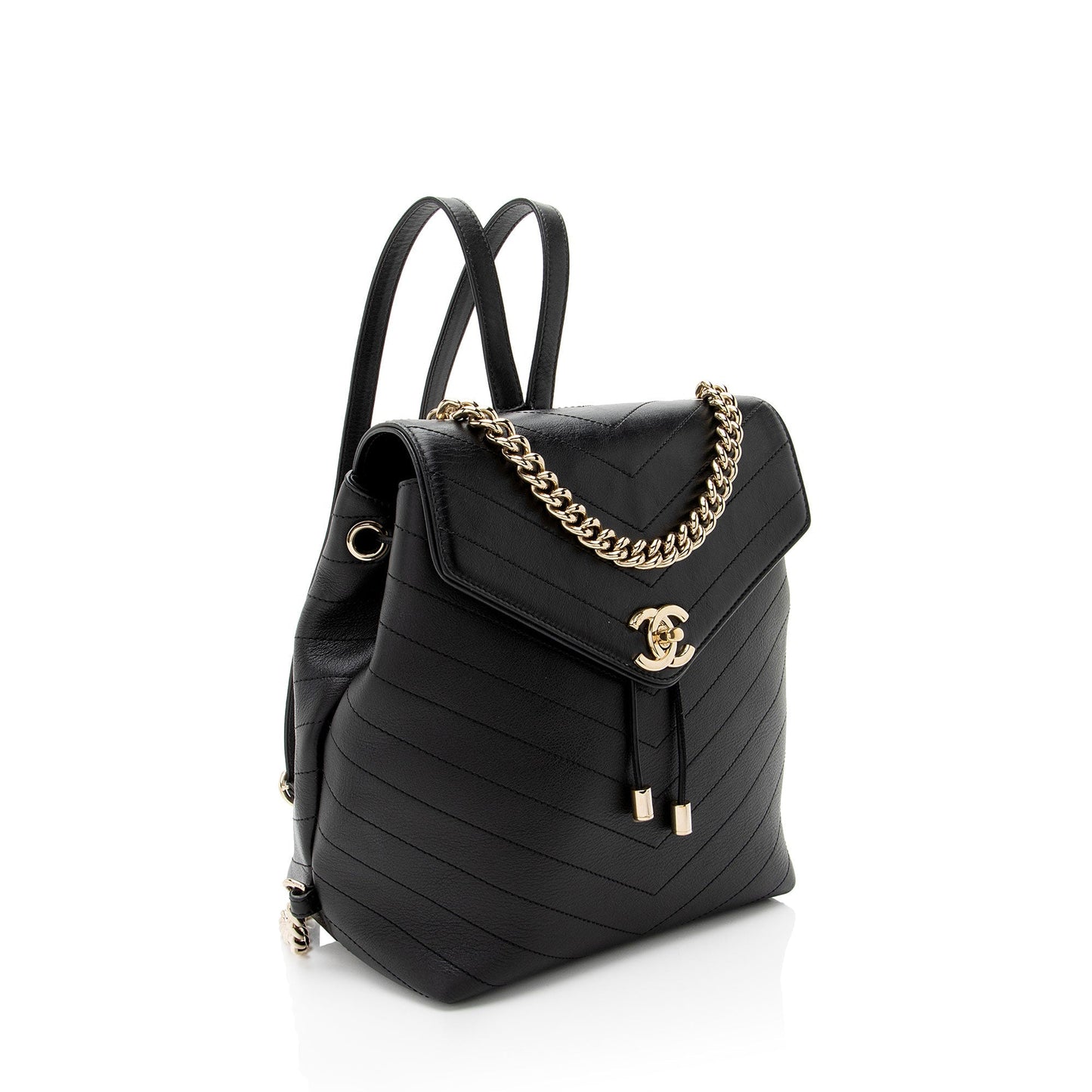 Chanel Chevron Grained Calfskin CC Backpack