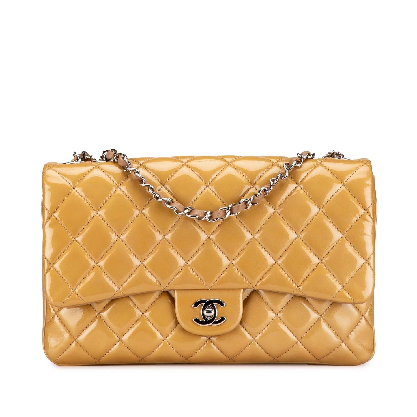Chanel Jumbo Classic Patent 3 Compartment Flap (SHG-YA4Qjj)