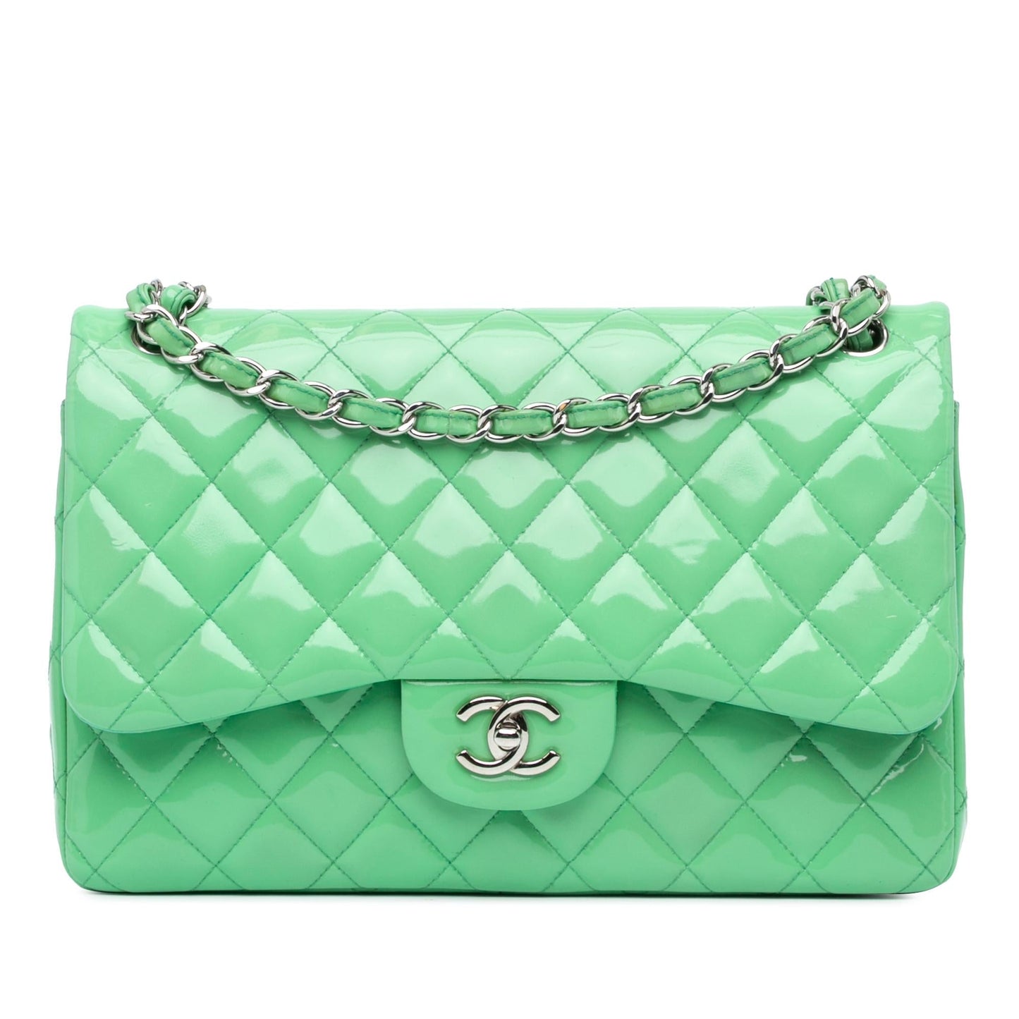 Chanel Jumbo Classic Patent Double Flap (SHG-vCasJx) Shoulder Bag