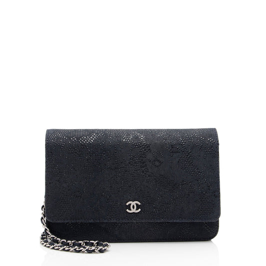 Chanel Lace Embossed Goatskin Classic Wallet on Chain (SHF-ZHPm4Q) Crossbody