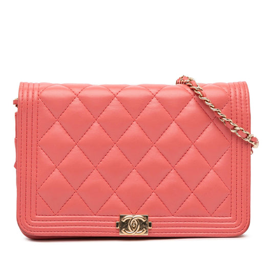 Chanel Lambskin Boy Wallet On Chain