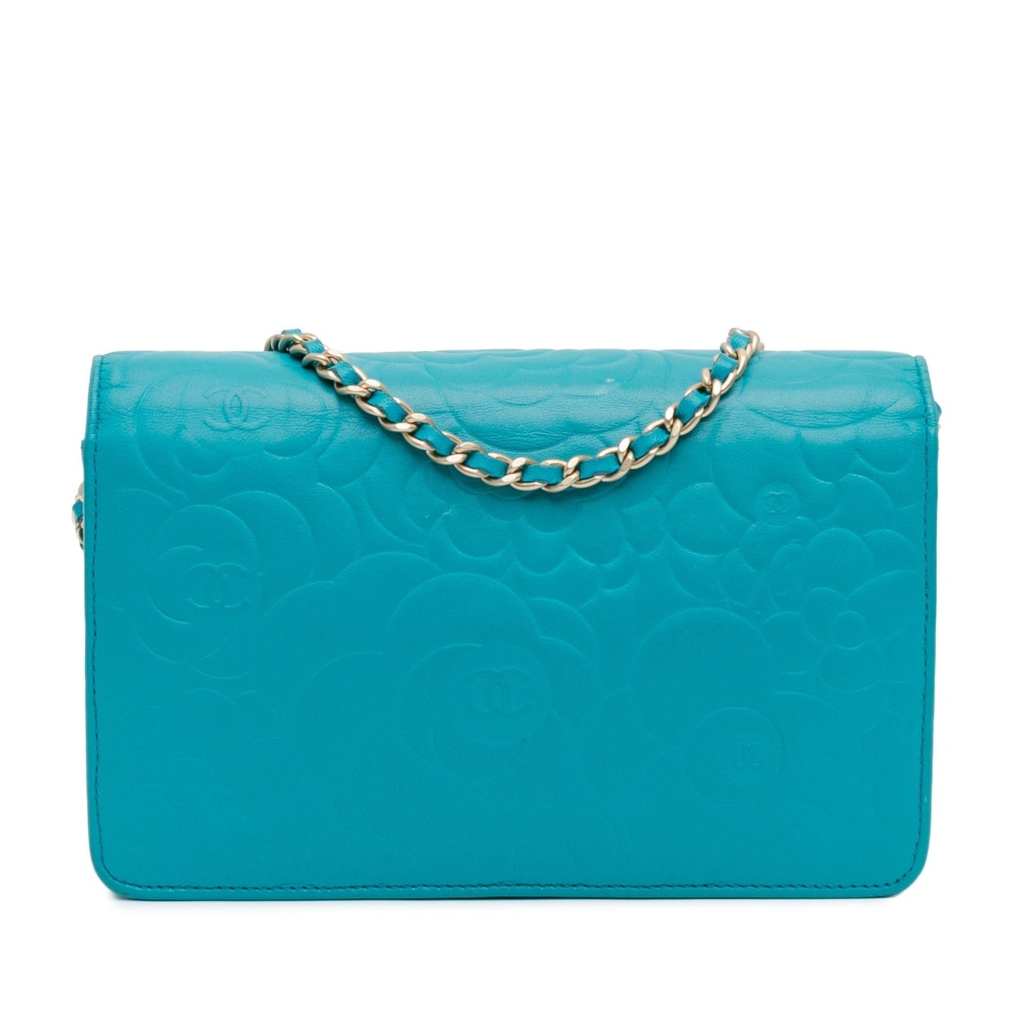 Chanel Lambskin Camellia Embossed Wallet On Chain (SHG-mlSvTa) Crossbody