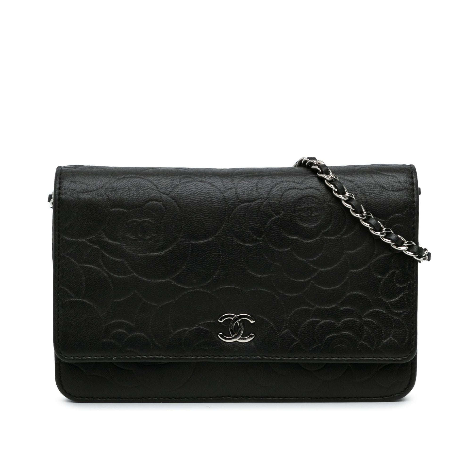 Chanel Lambskin Camellia Embossed Wallet On Chain (SHG-zvZjrf) Crossbody