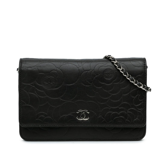 Chanel Lambskin Camellia Embossed Wallet On Chain (SHG-zvZjrf) Crossbody