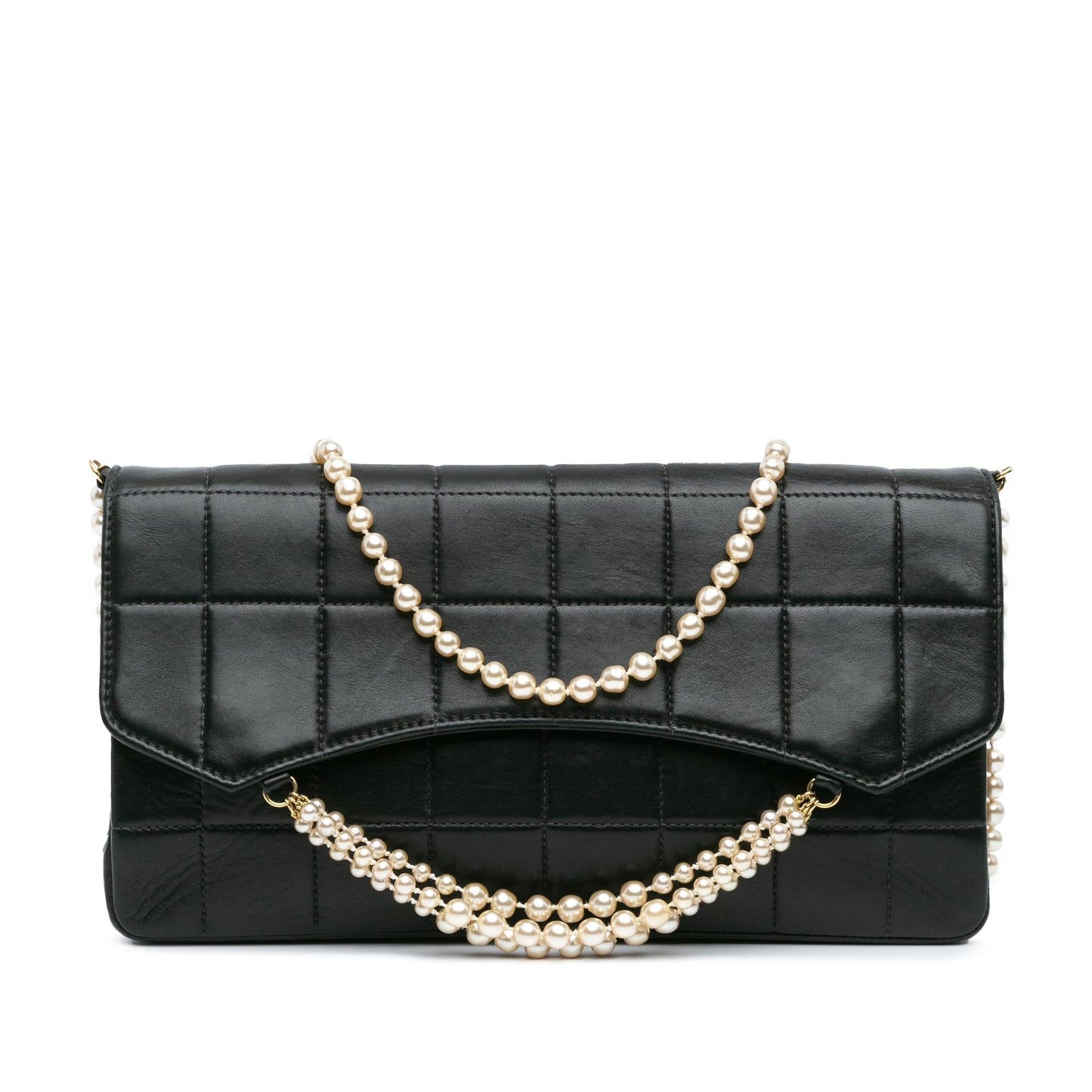Chanel Lambskin Chocolate Bar Pearl Chain Flap