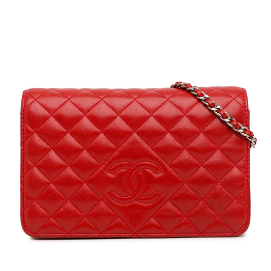 Chanel Lambskin Diamond CC Wallet on Chain (SHG-K03AWt) Crossbody