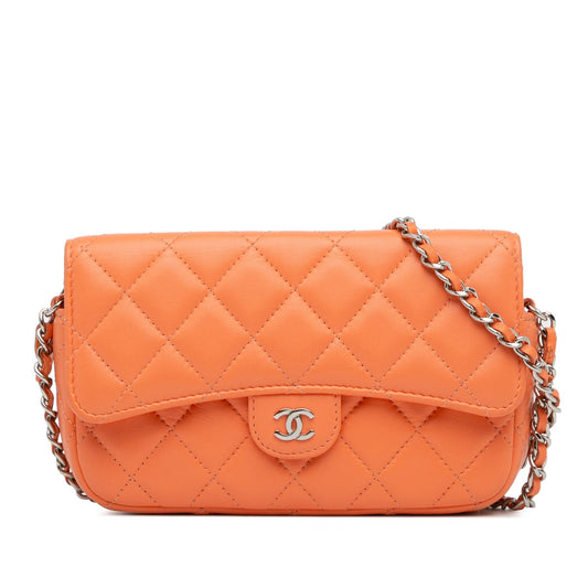 Chanel Lambskin Flap Phone Holder with Chain (SHG-7VHu6Y) Crossbody