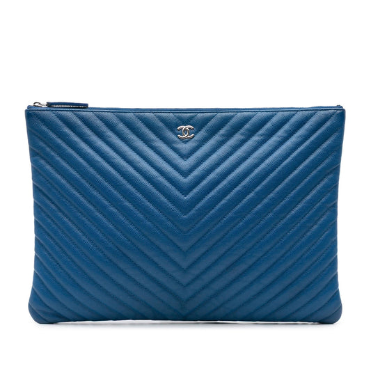 Chanel Large CC Chevron Caviar O Case Clutch