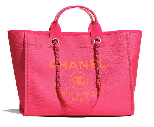 CHANEL DEAUVILLE MIXED FABRIC LARGE TOTE