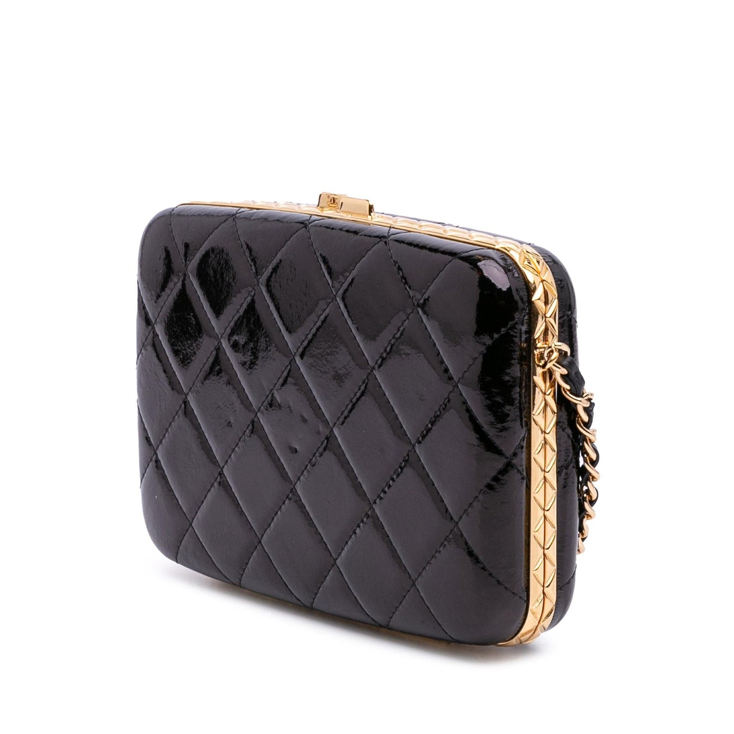 Chanel Large Glazed Goatskin Box With Chain