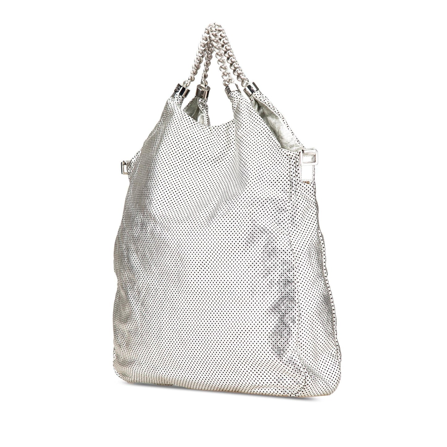 Chanel Large Metallic Glazed Calfskin Perforated Rodeo Drive Satchel