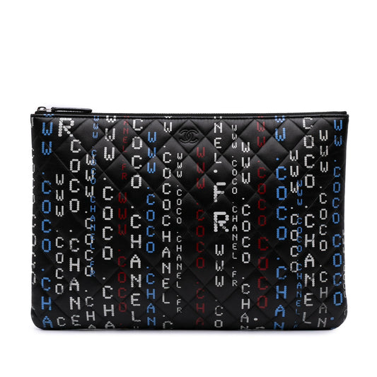 Chanel Large Quilted Lambskin Data Center O Case Clutch