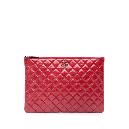 Chanel Large Quilted Patent O Case Clutch