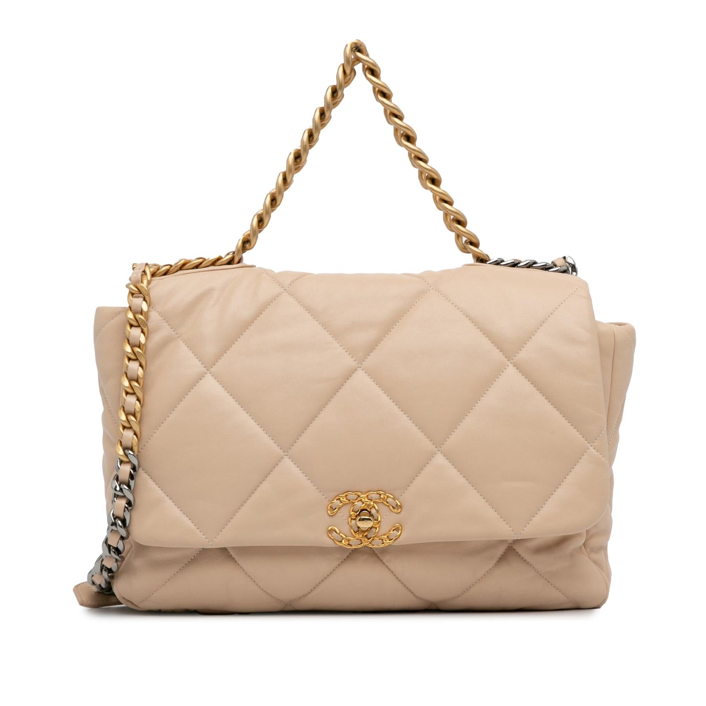 Chanel Maxi Lambskin 19 Flap Satchel (SHG-RsNtmV) Shoulder Bag