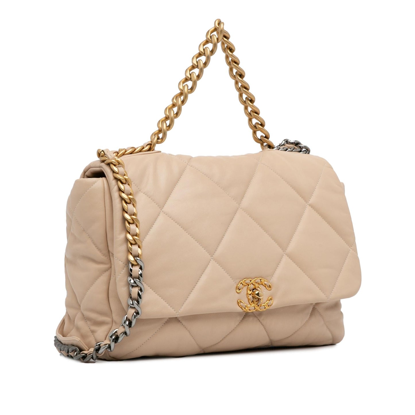 Chanel Maxi Lambskin 19 Flap Satchel (SHG-RsNtmV) Shoulder Bag