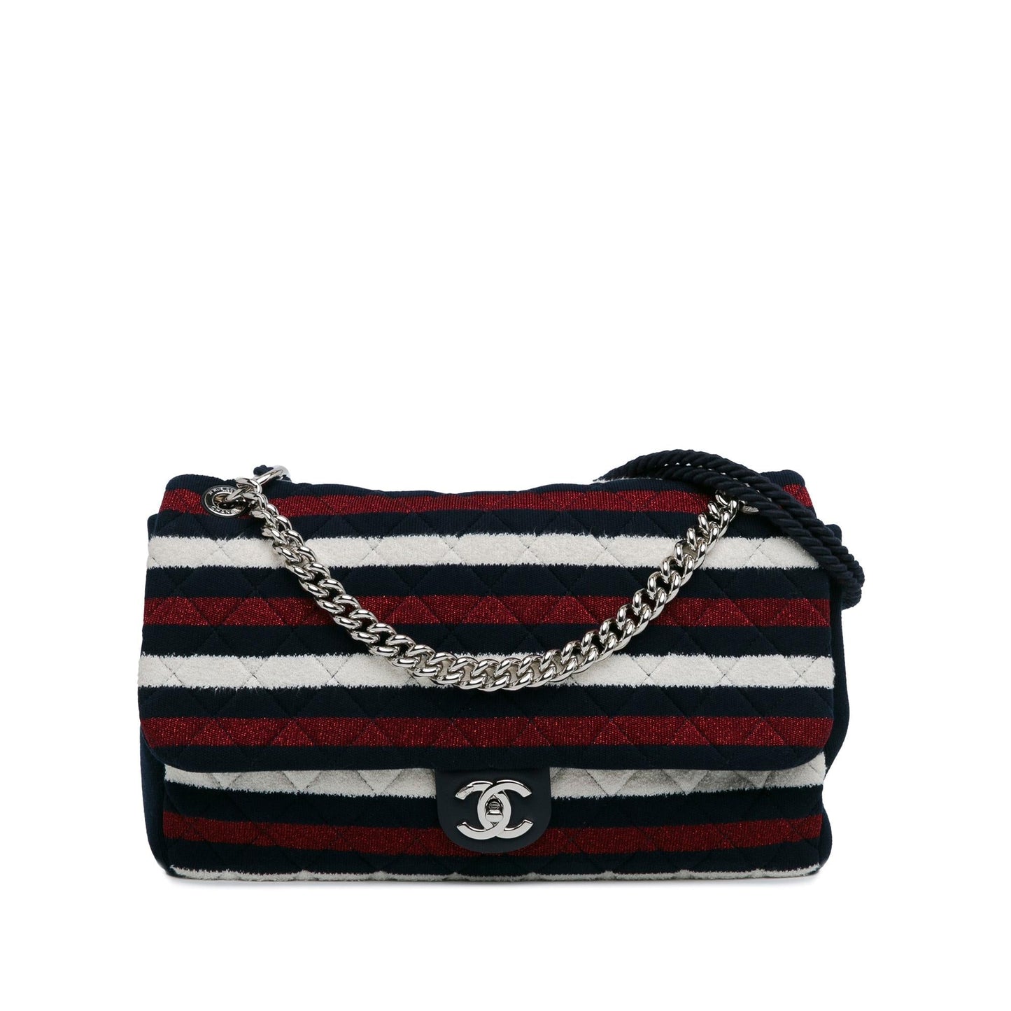Chanel Maxi Multicolor Stripe Jersey Rope Flap