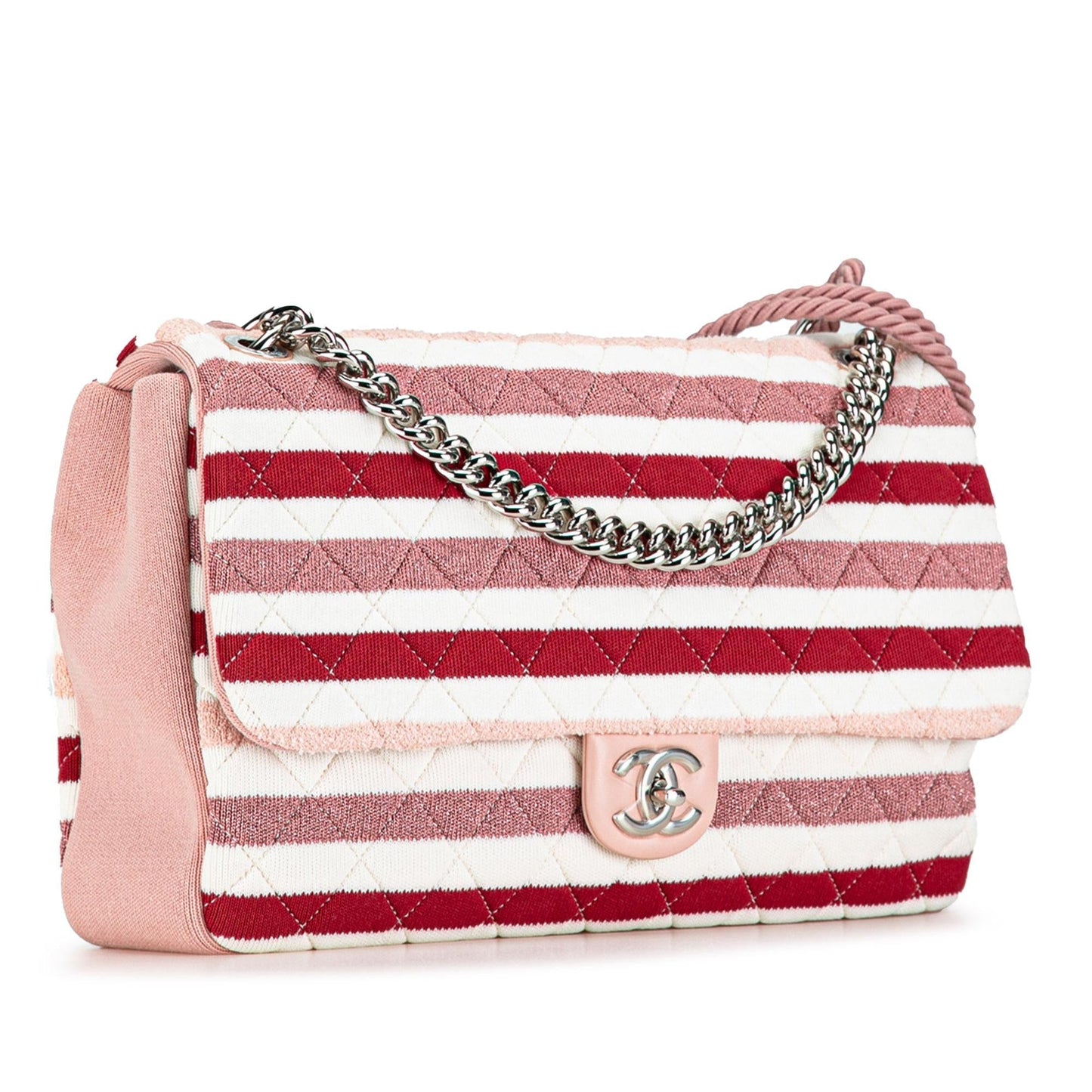 Chanel Maxi Stripe Jersey Felt and Rope Flap (SHG-Zvi1g1)