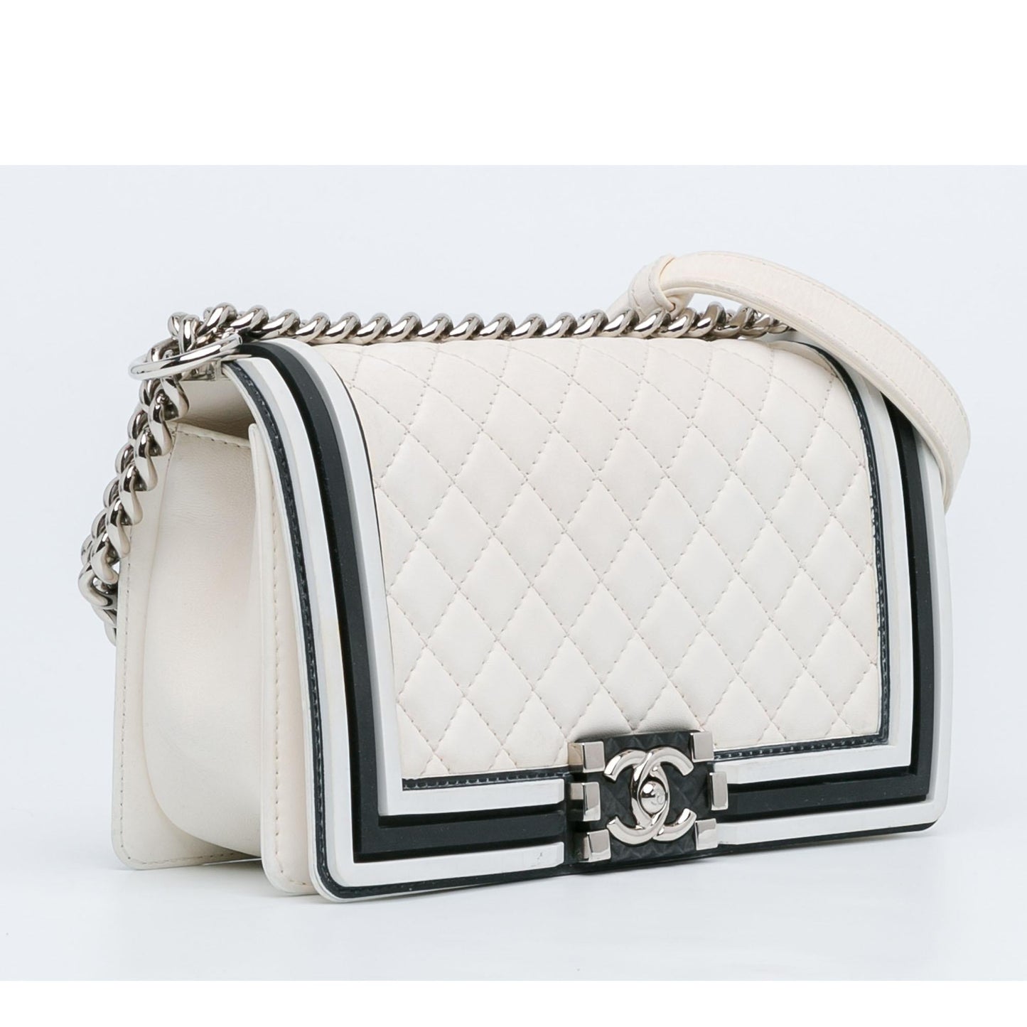 Chanel Medium Bicolor Lambskin and Rubber Boy Flap (SHG-DBkDgP) Shoulder Bag