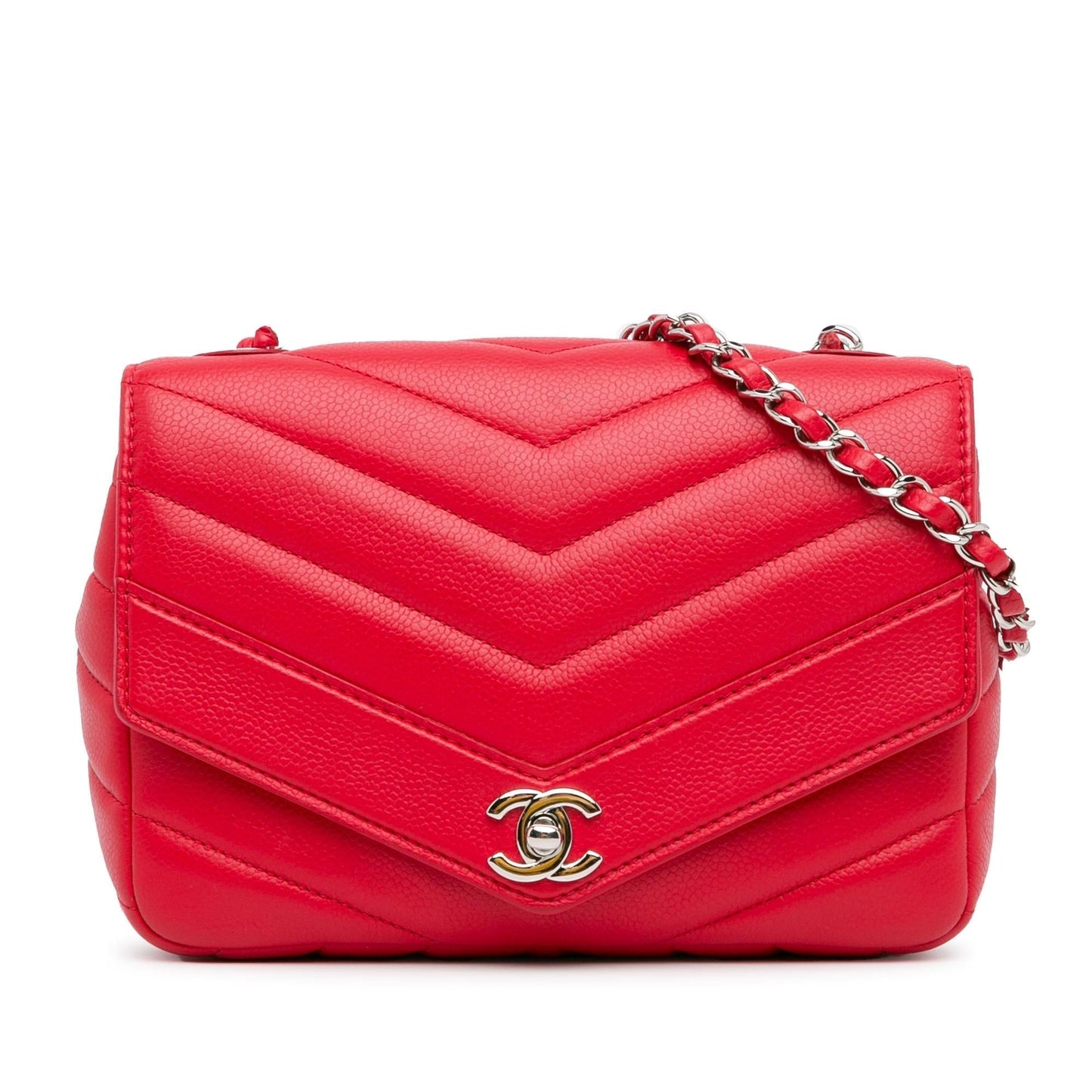 Chanel Medium Caviar Chevron Data Center Envelope Flap (SHG-mBlAJB) Crossbody