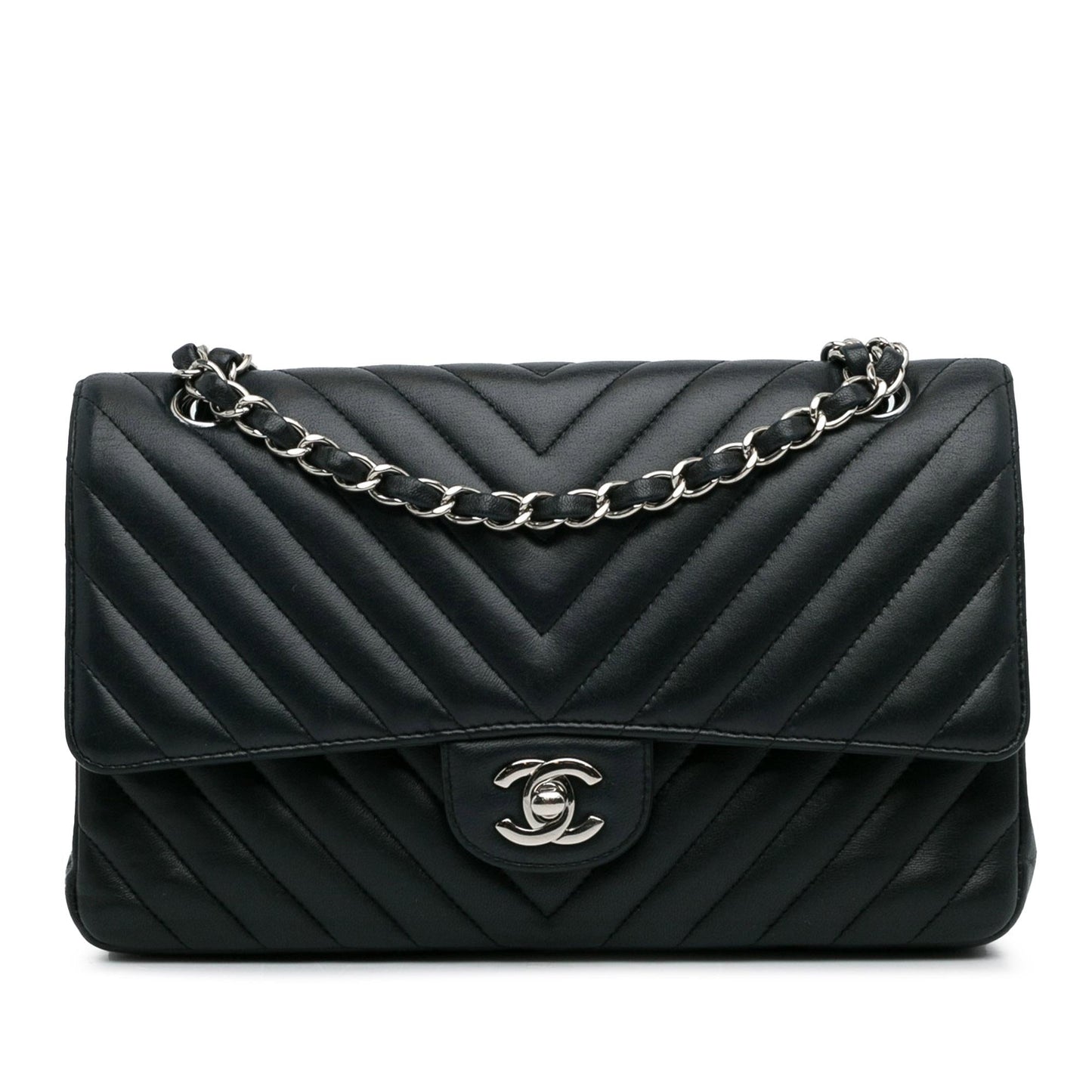Chanel Medium Chevron Lambskin Double Flap (SHG-dzzHVL)
