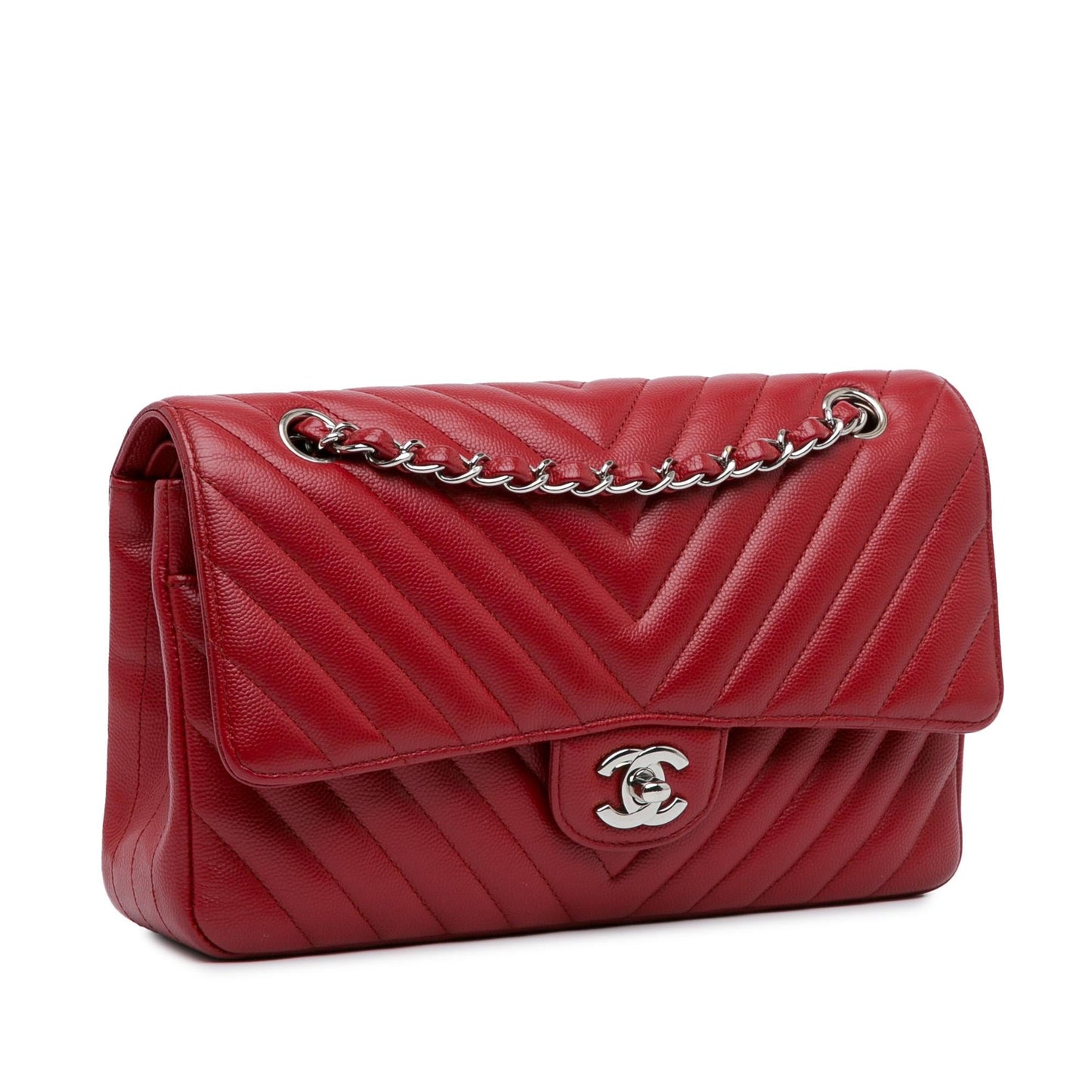 Chanel Medium Classic Chevron Caviar Double Flap (SHG-cCtiFC) Shoulder Bag
