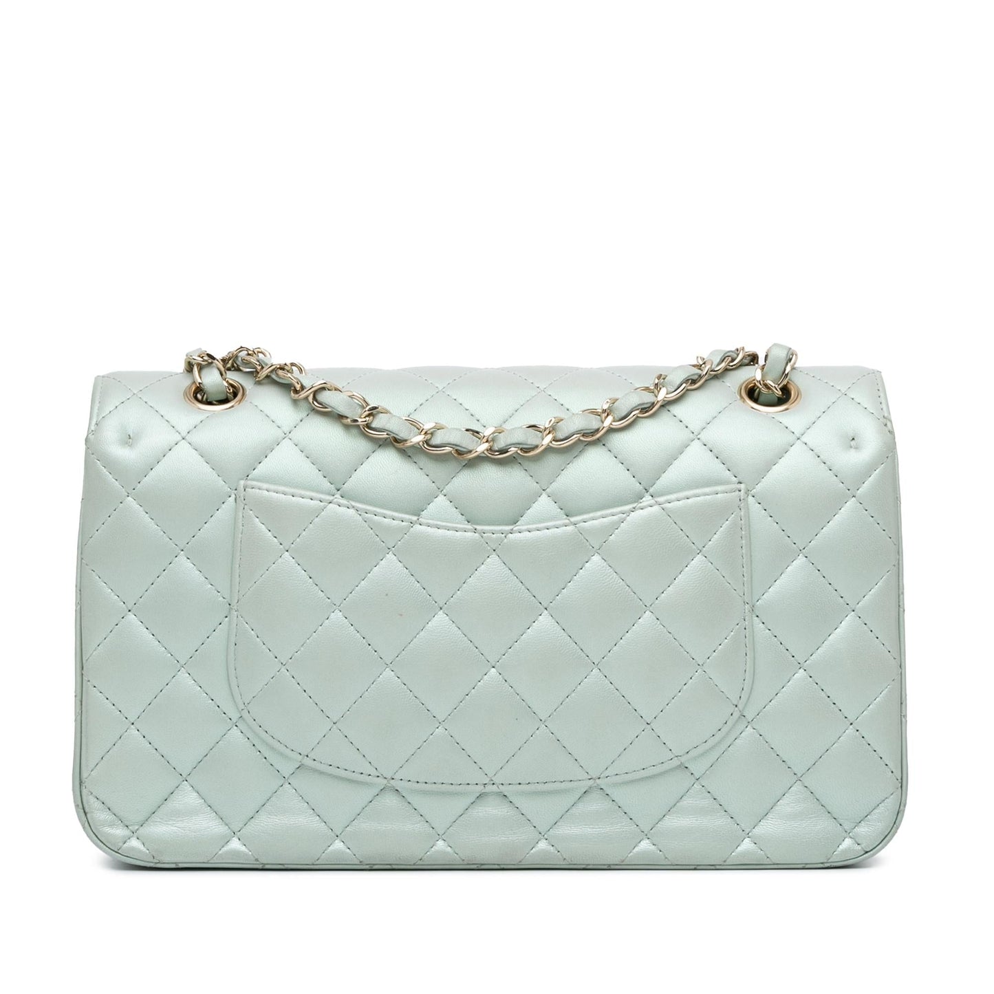 Chanel Medium Classic Iridescent Lambskin Double Flap (SHG-Ob6y5v) Shoulder Bag