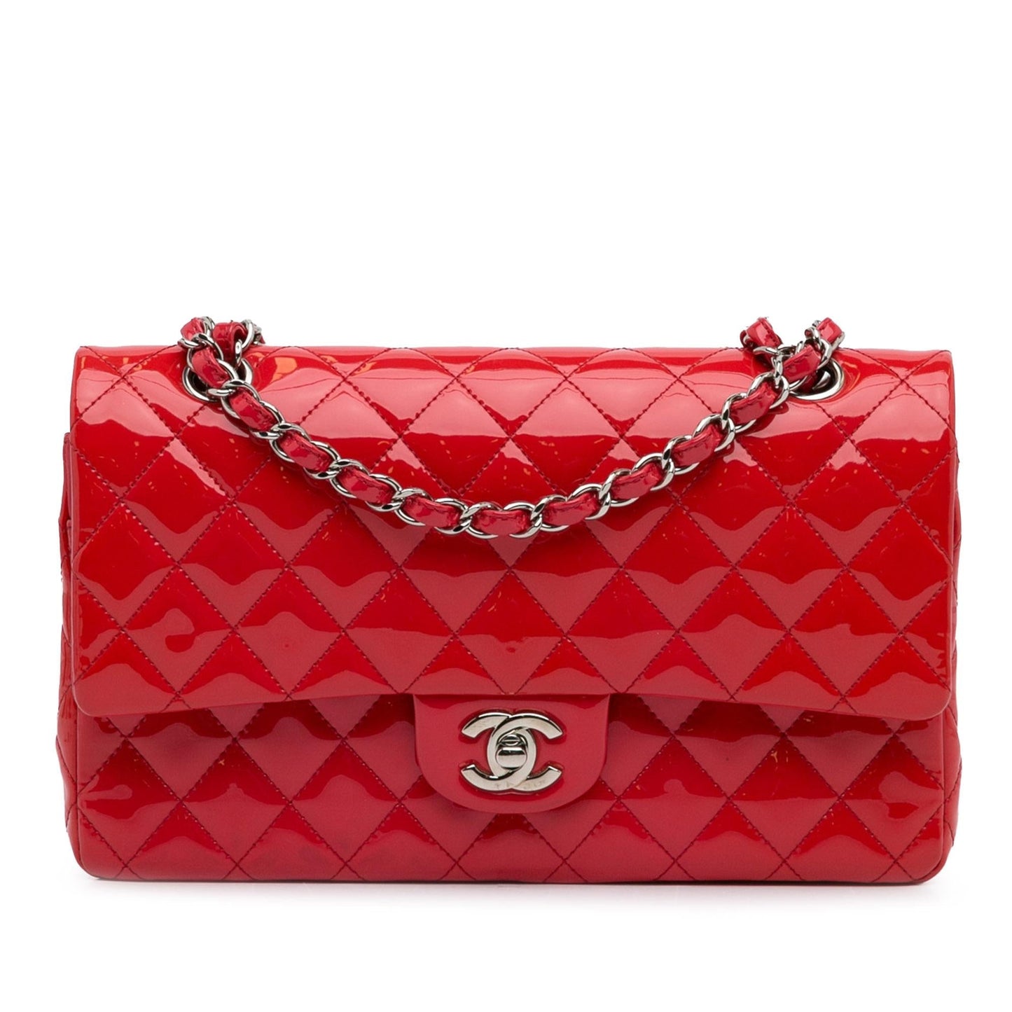 Chanel Medium Classic Patent Double Flap (SHG-VkMy2C) Shoulder Bag
