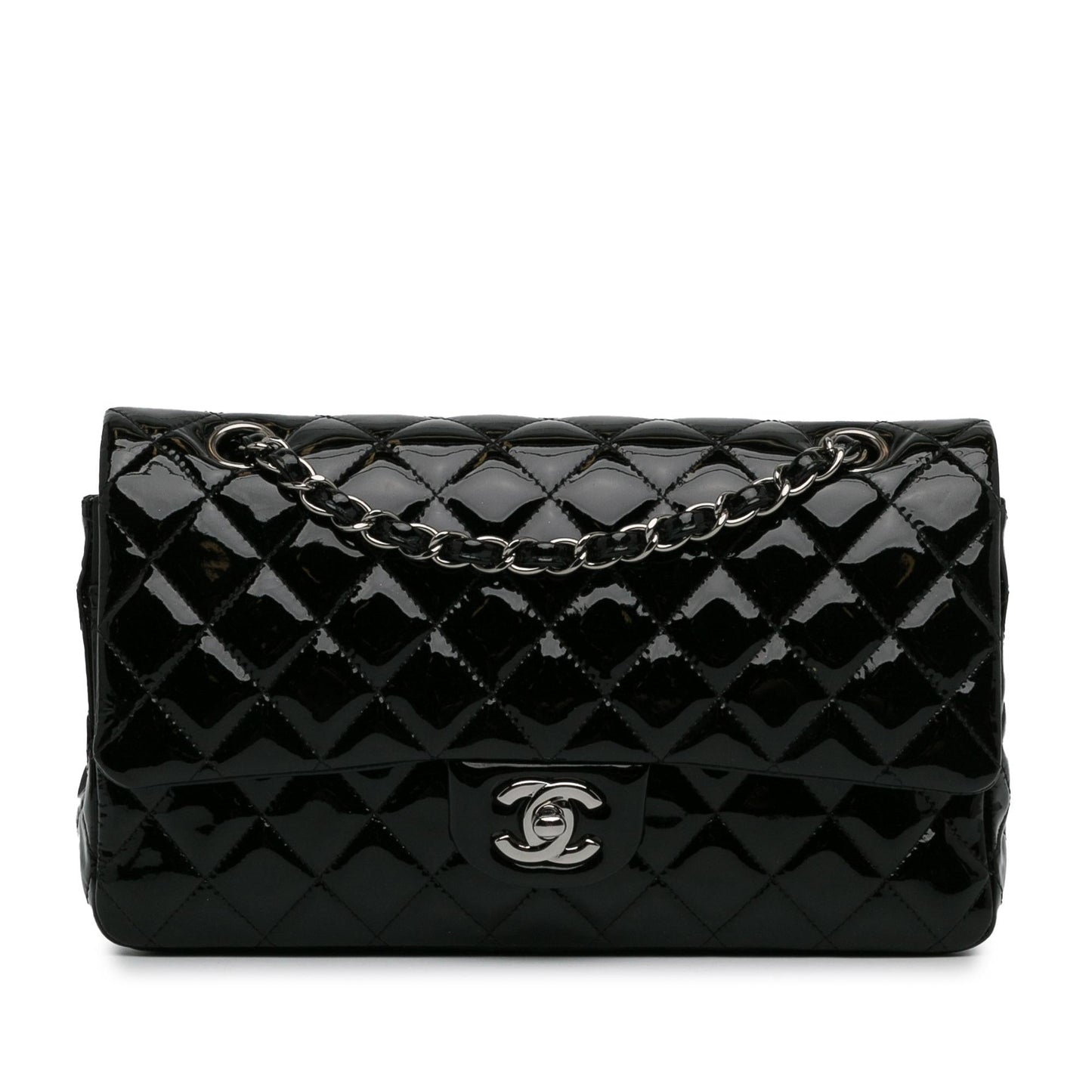 Chanel Medium Classic Patent Double Flap (SHG-LOFzHY) Shoulder Bag