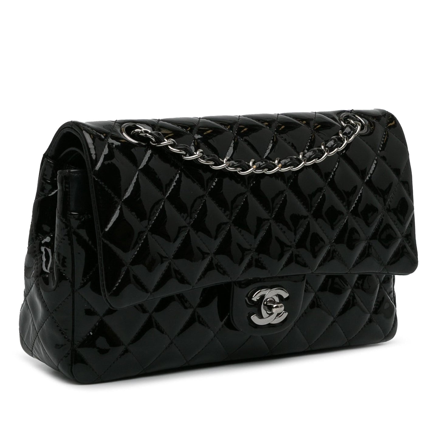 Chanel Medium Classic Patent Double Flap (SHG-cHqlRZ) Shoulder Bag