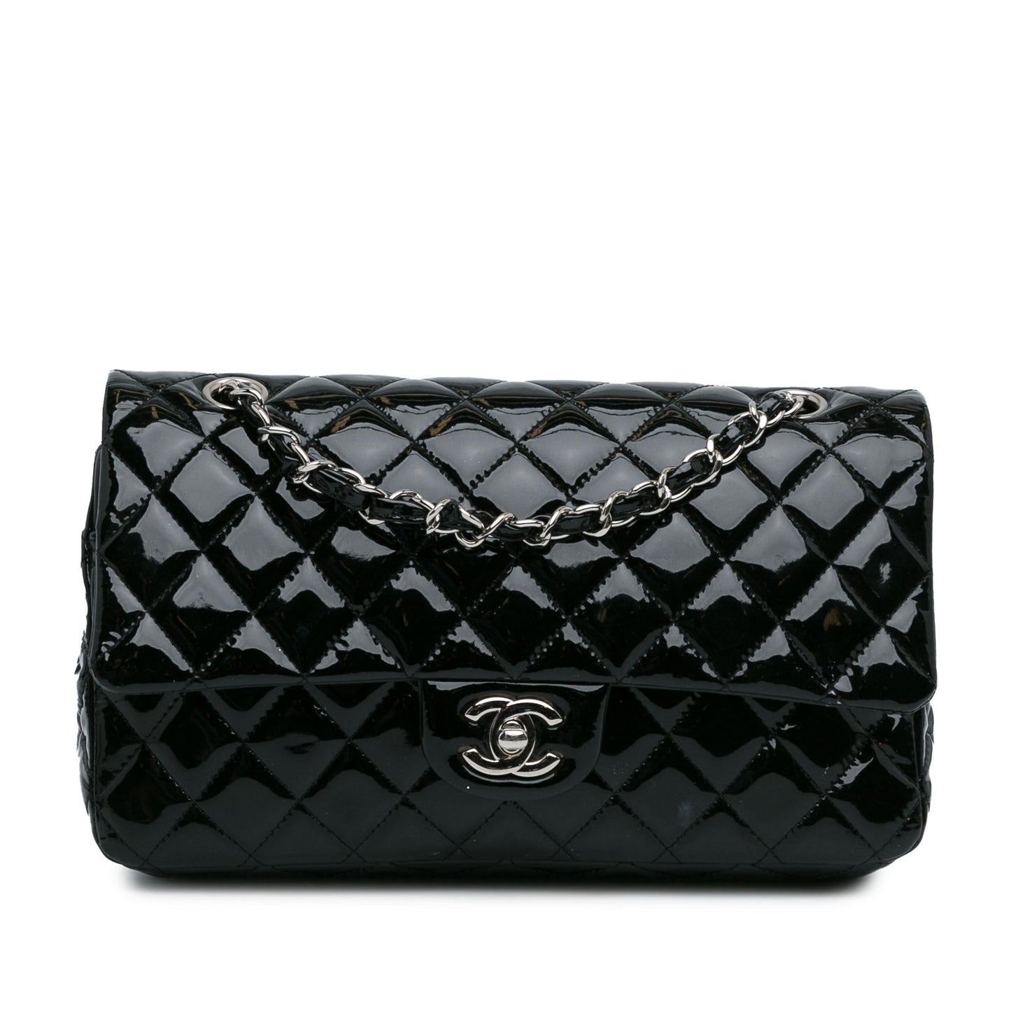 Chanel Medium Classic Patent Double Flap (SHG-RxvttZ) Shoulder Bag