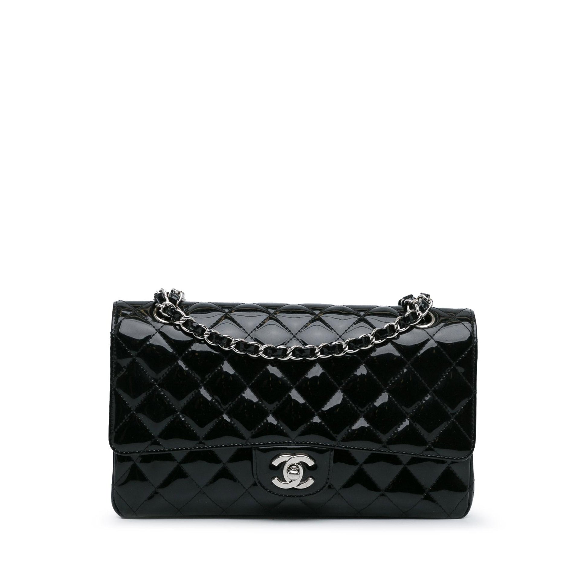 Chanel Medium Classic Patent Double Flap (SHG-YMfskG) Shoulder Bag
