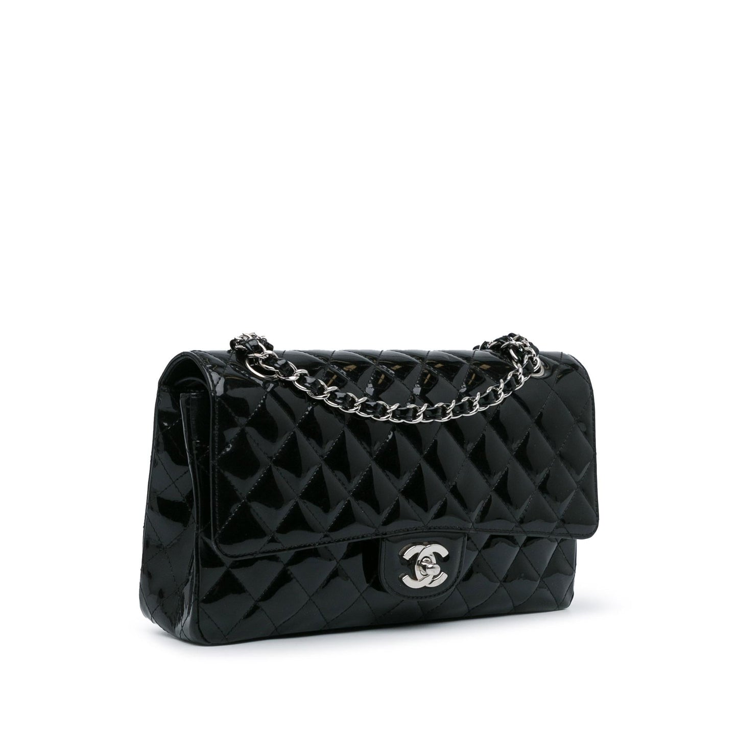 Chanel Medium Classic Patent Double Flap (SHG-YMfskG) Shoulder Bag