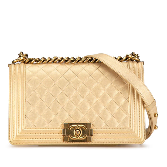 Chanel Medium Lambskin Boy Flap (SHG-DlBlUN) Crossbody