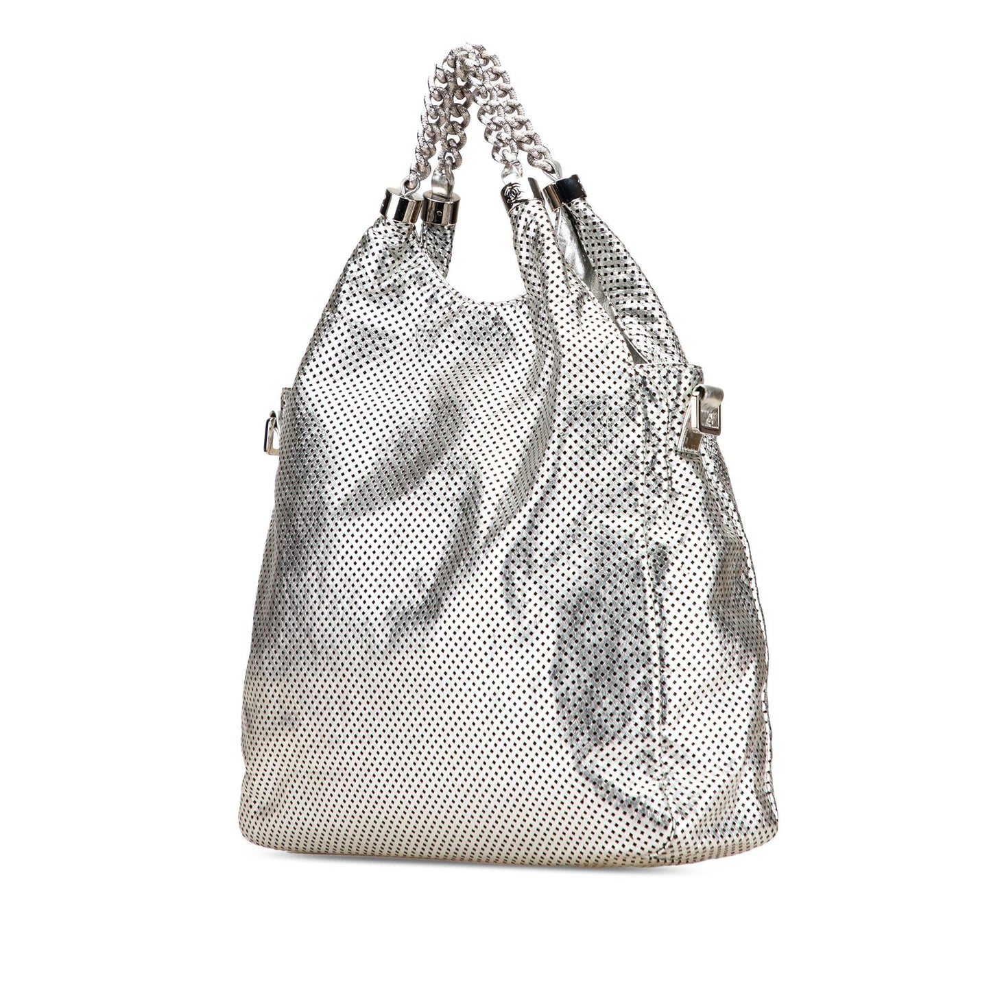 Chanel Medium Metallic Glazed Calfskin Perforated Rodeo Drive Satchel