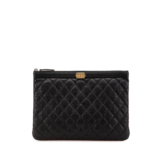 Chanel Medium Quilted Caviar Boy O Case Clutch