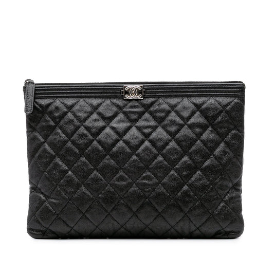 Chanel Medium Quilted Caviar Boy O Case Clutch