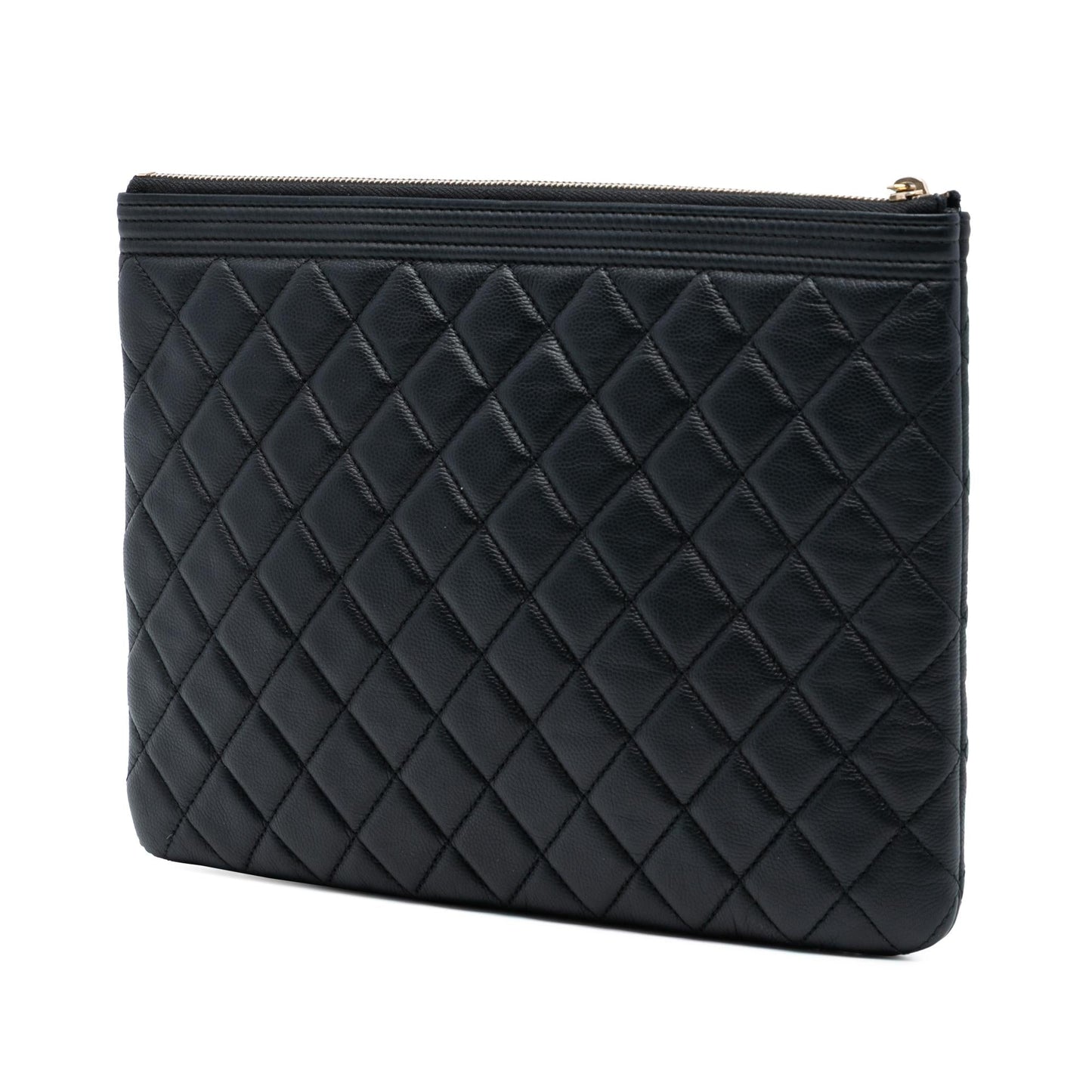 Chanel Medium Quilted Caviar Boy O Case Clutch