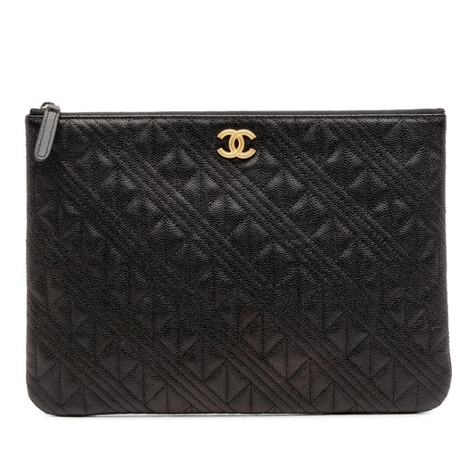 Chanel Medium Quilted Caviar O Case Clutch