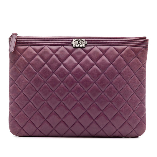 Chanel Medium Quilted Lambskin Boy O Case Clutch
