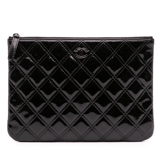 Chanel Medium Quilted Patent O Case Clutch
