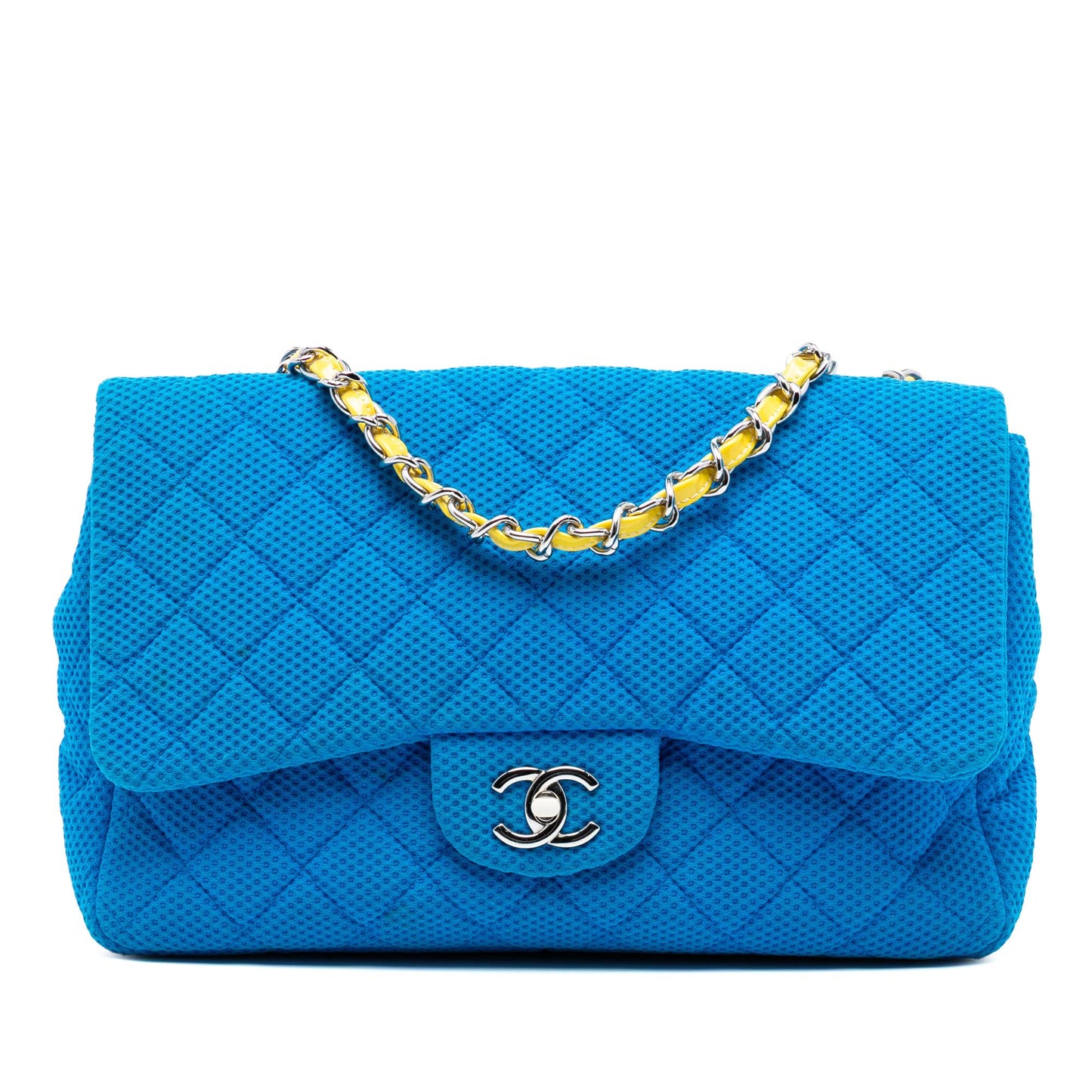 Chanel Medium Quilted Perforated Jersey Single Flap