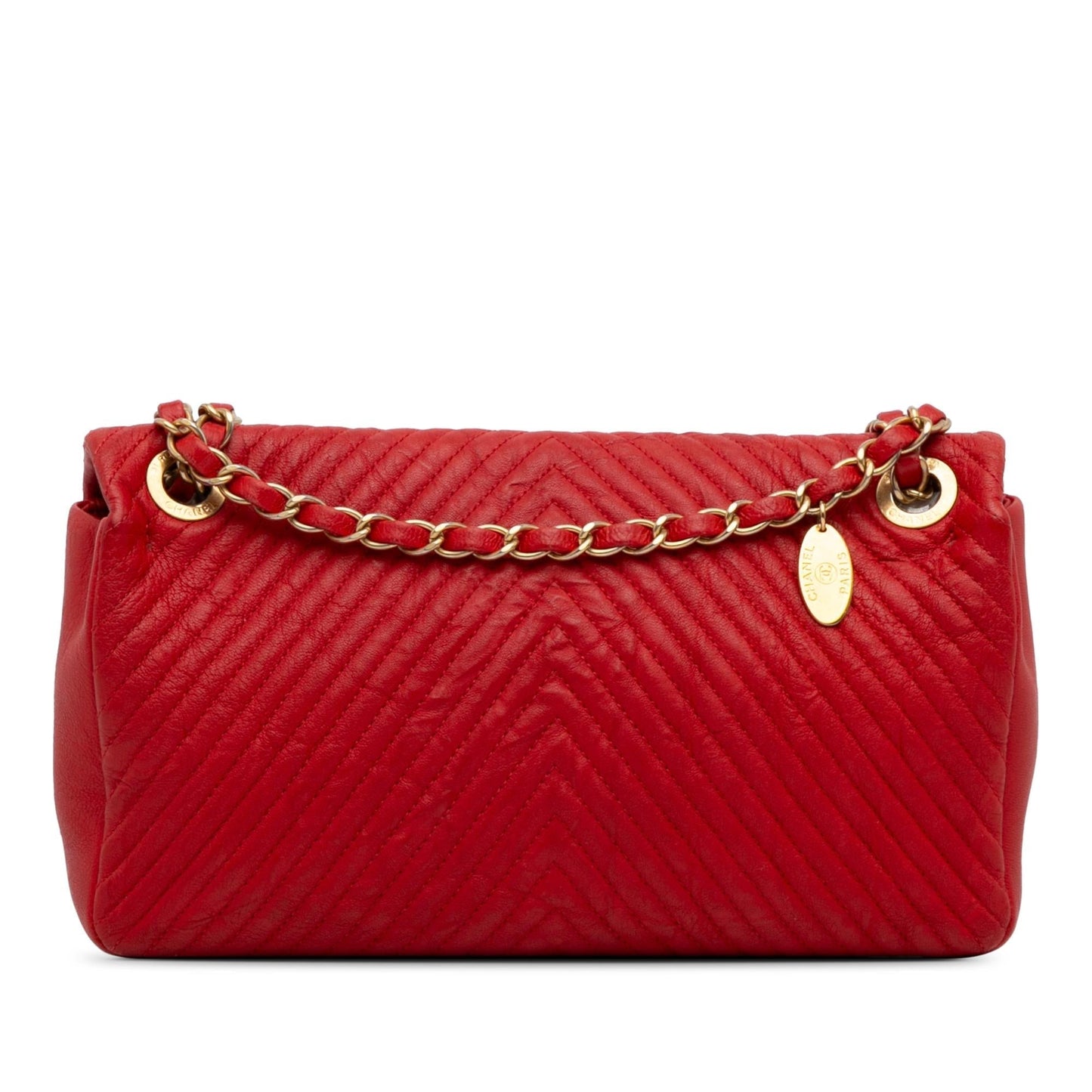 Chanel Medium Wrinkled Lambskin Chevron Medallion Flap (SHG-qDeD9g) Shoulder Bag