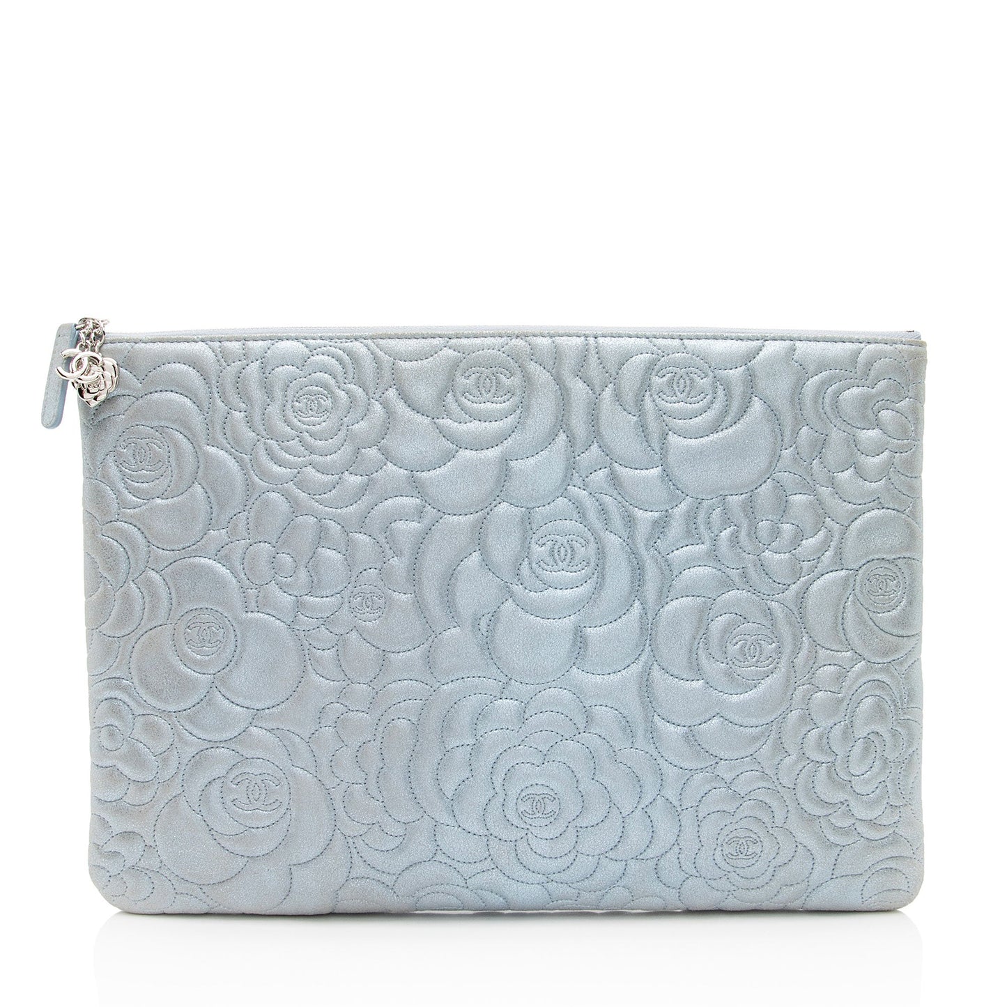 Chanel Metallic Lambskin Camellia Large O-Case